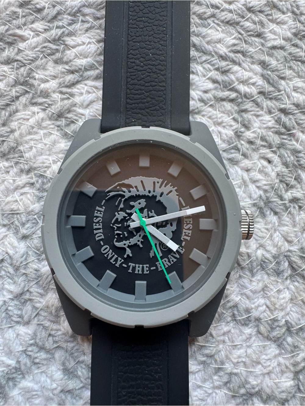 Diesel Grey and Black Logo Dial Watch with Green Hands